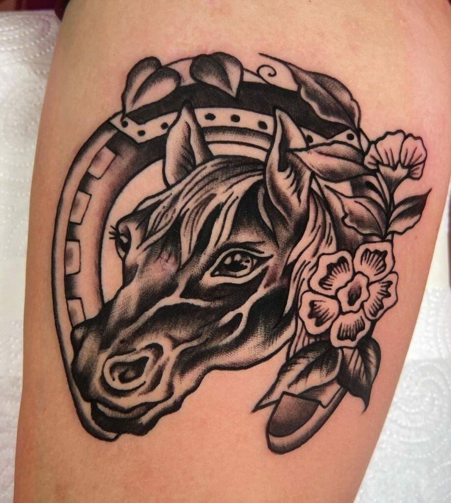 Black Horse Fine Line Tattoo