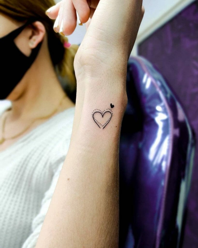 Black Ink Mini Heart Tattoo