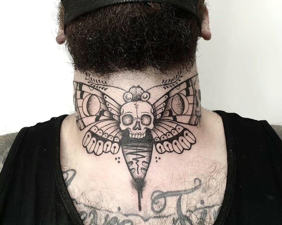 Black and Grey Neck Tattoo - wide 10