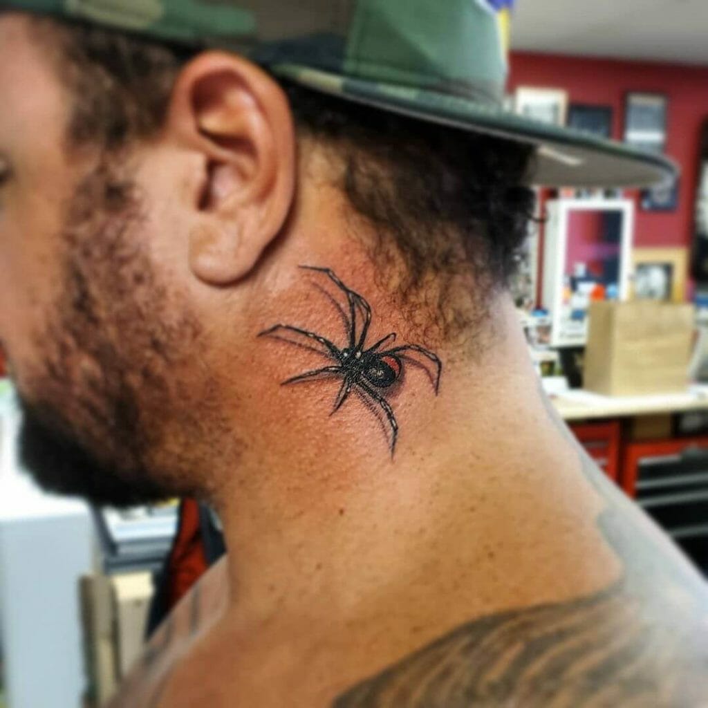 Black Widow Tattoo On Neck   