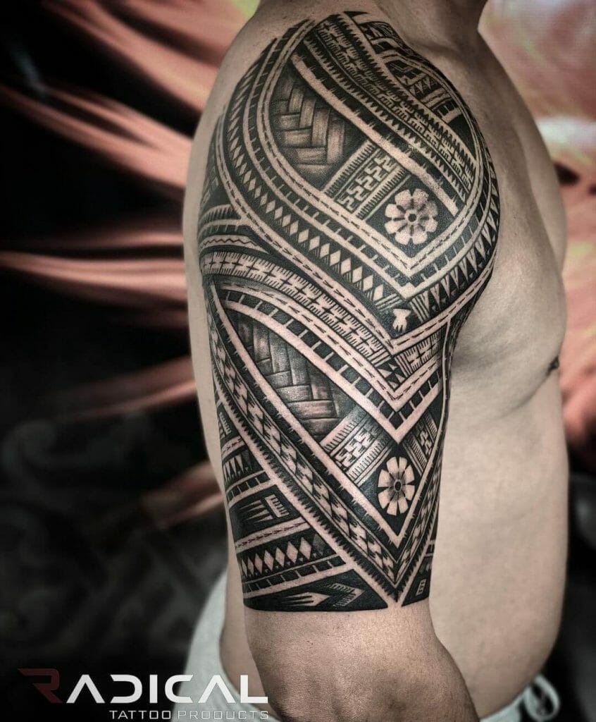 Blackwork Chamorro Seal Tattoo With Polynesian Design