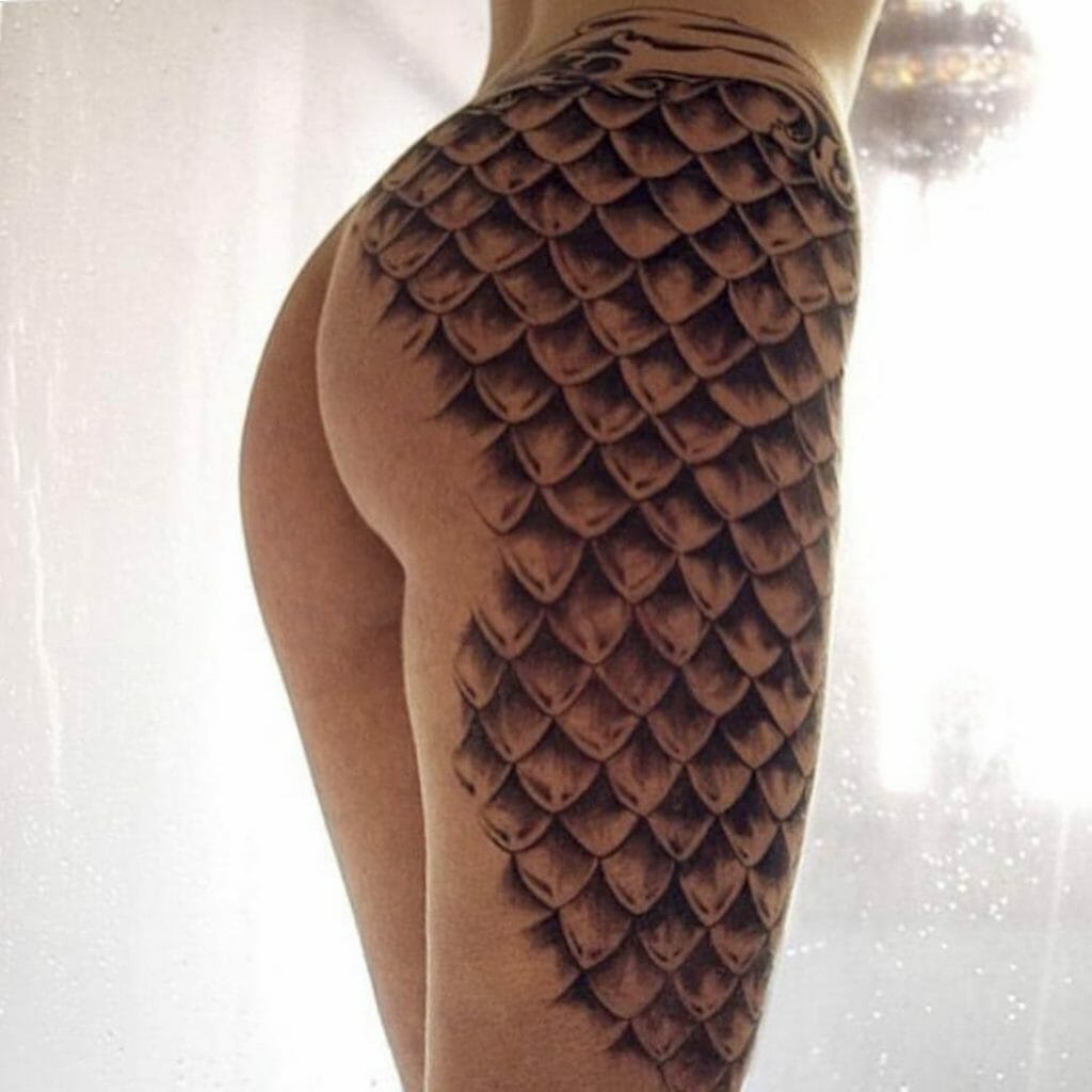 Blackwork Mermaid Scales Tattoo