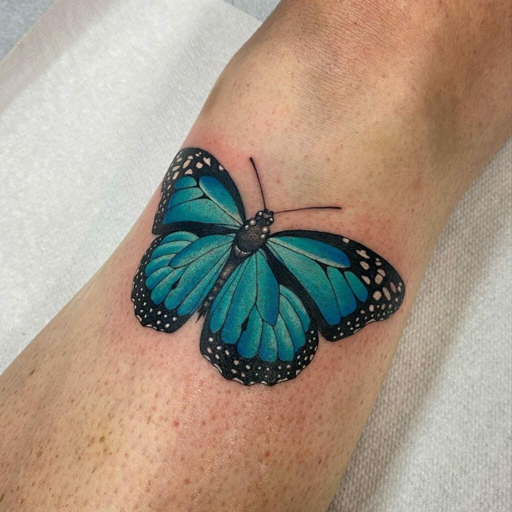 Blue Monarch Butterfly Angel Tattoo