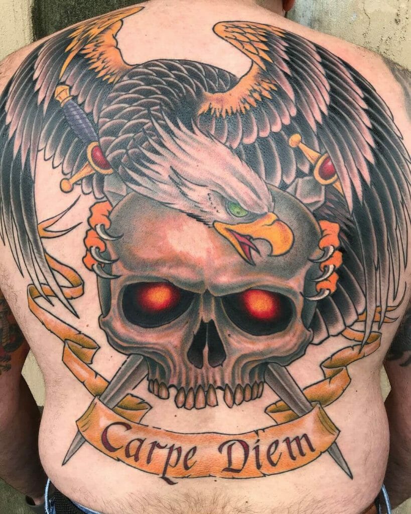 Body Art Eagle Holding Skull Tattoo