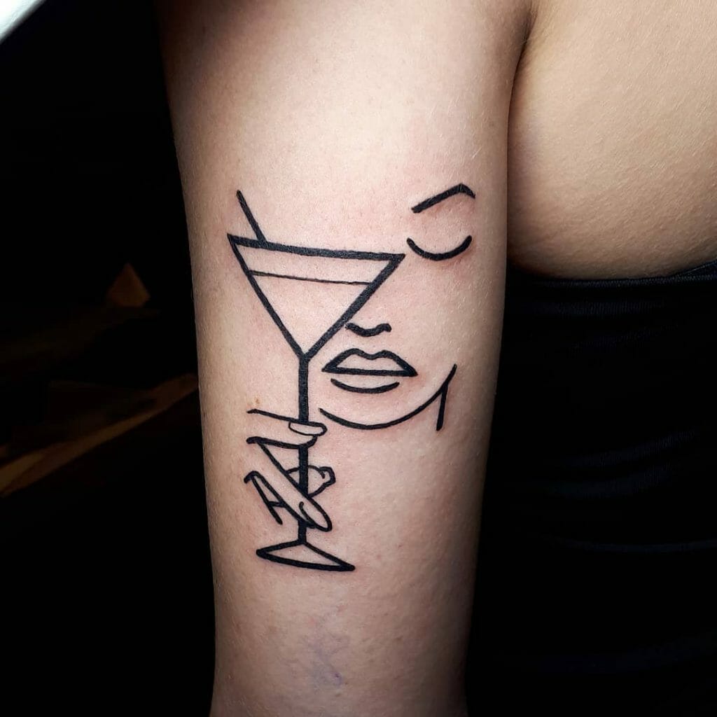 Bold And Elegant Martini Glass Tattoo For Classy Wearers