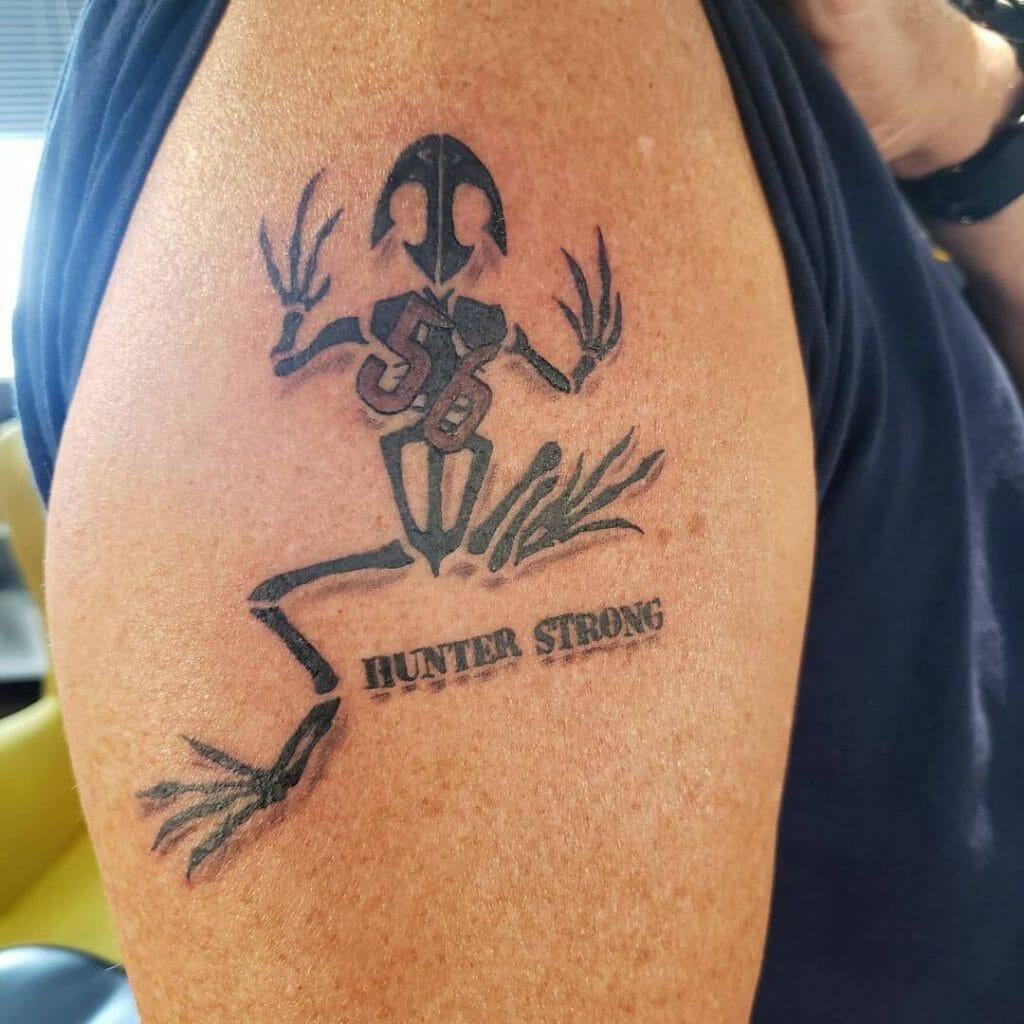 Bone Frog Tattoo as a Tribute to Fallen Friend