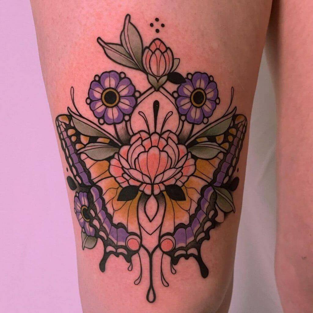 Butterfly Folk Art Design Tattoo
