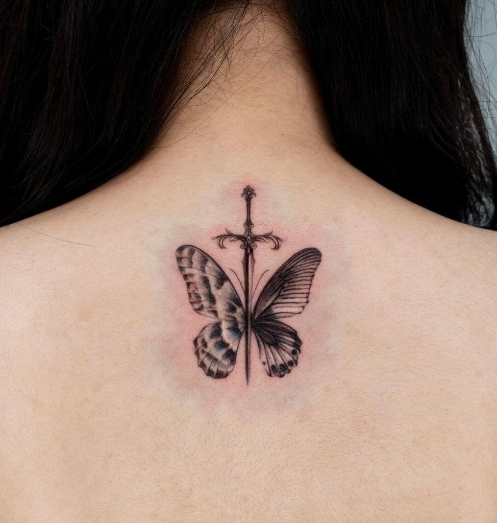 Butterfly With A Sword Tattoo Designs