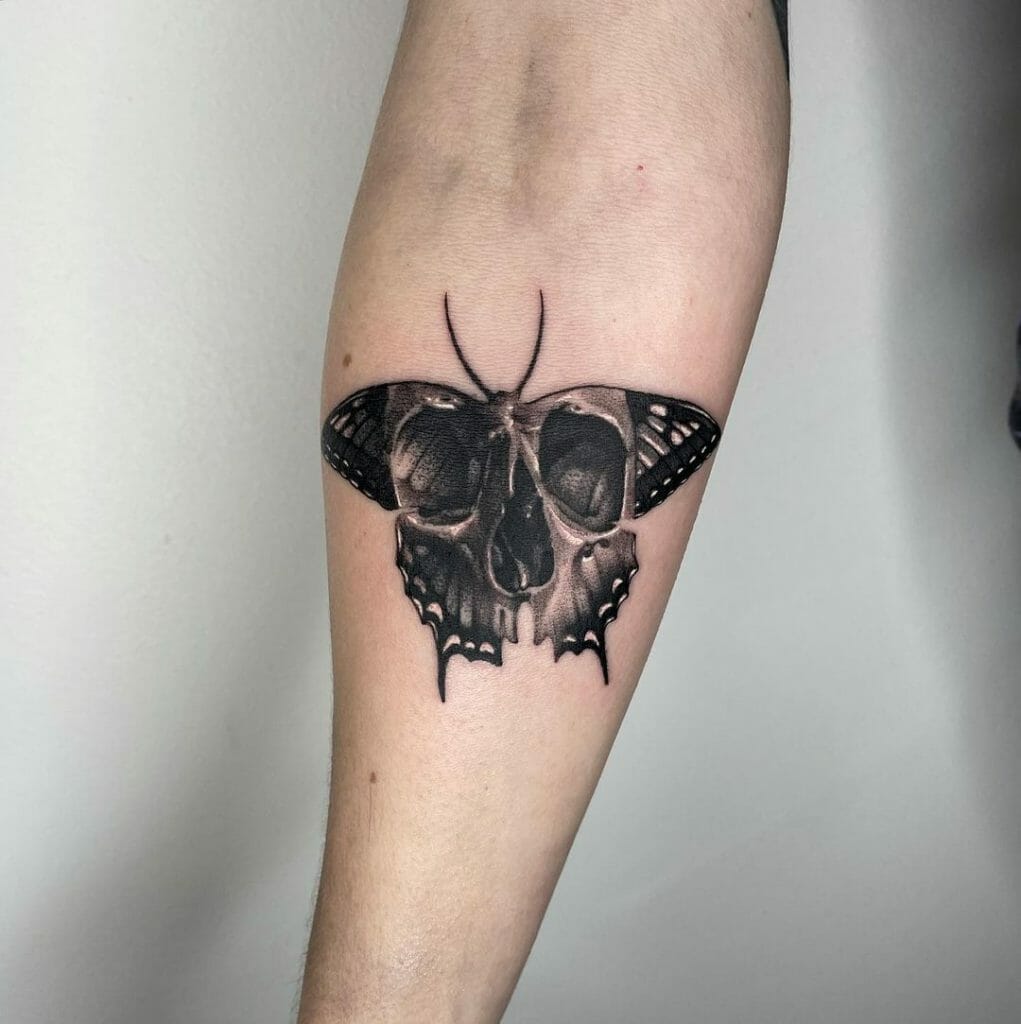 Butterfly With Skull On Wings Tattoo