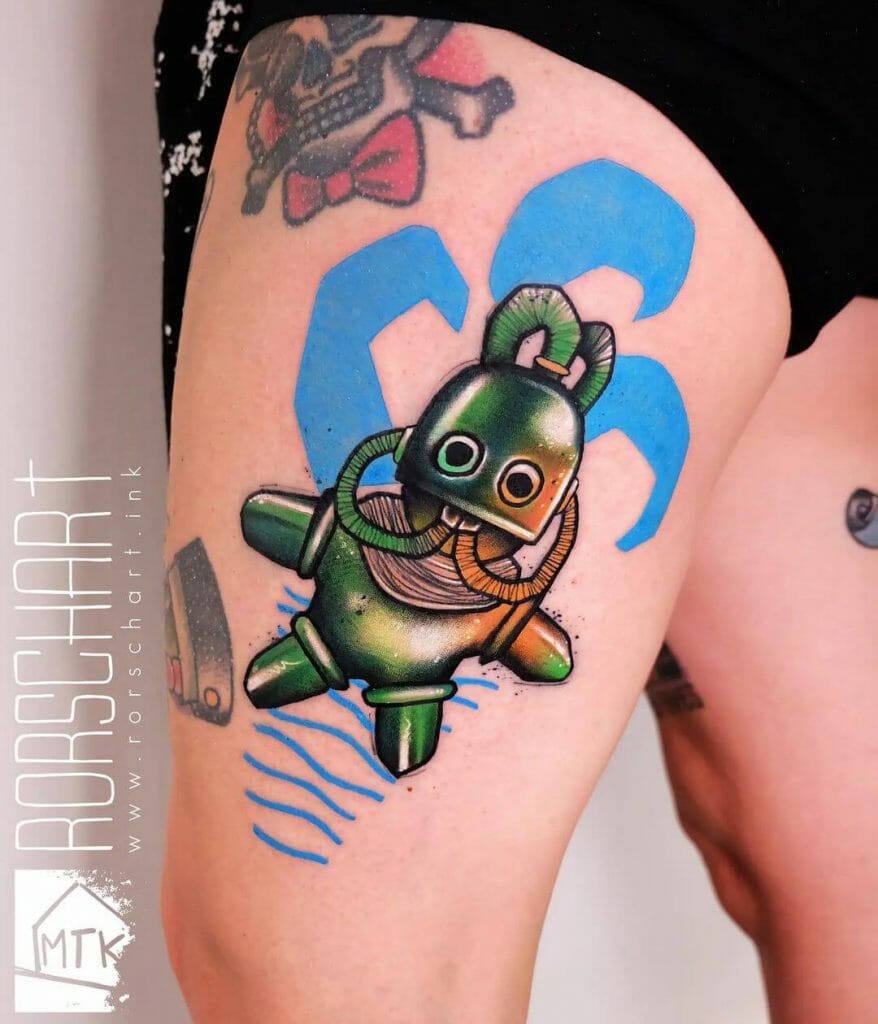 Cartoonish Navy Diver Tattoo