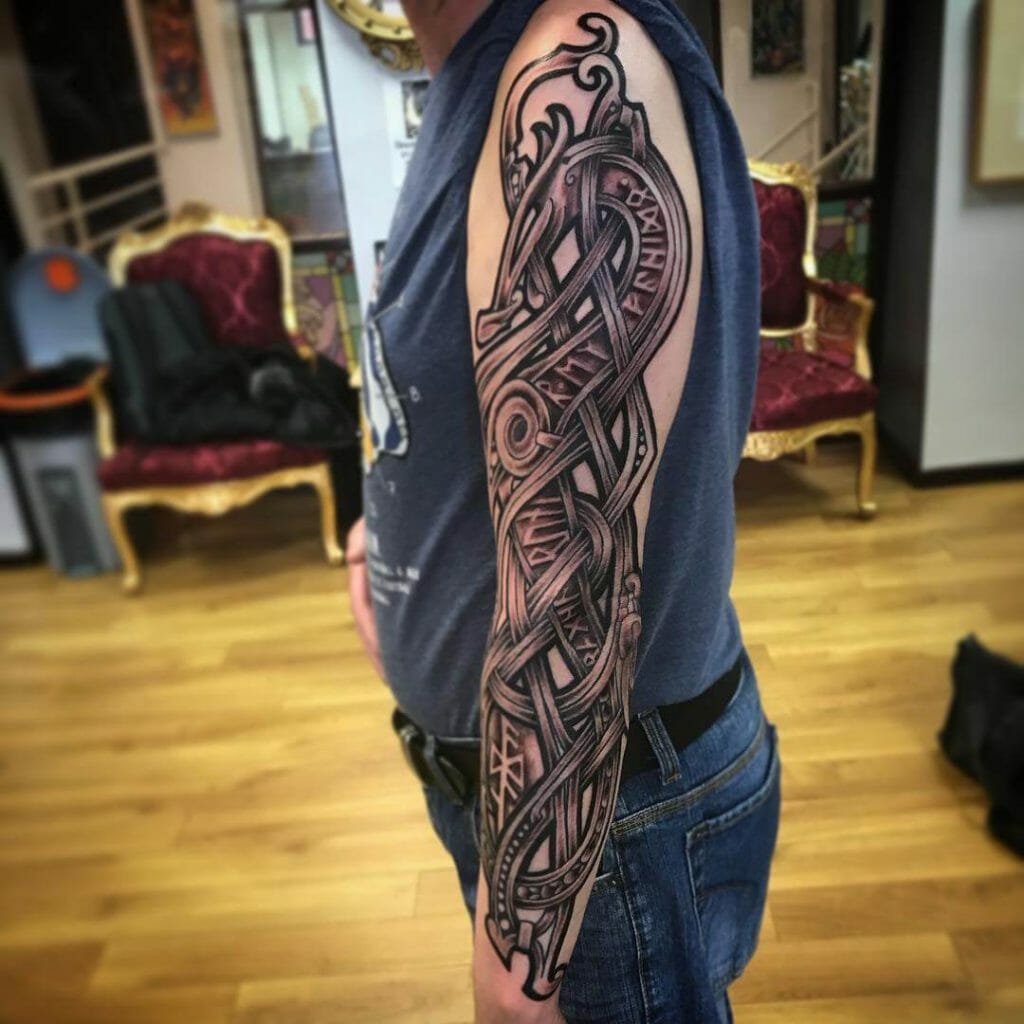 Celtic Dragon Irish Sleeve Tattoo