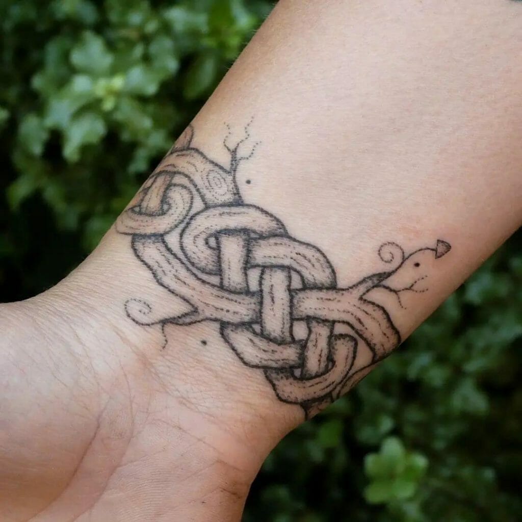 Celtic Knot Branches and Leaves Tattoo