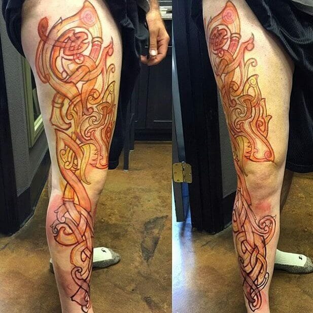 Celtic Patterned Leg Tattoo
