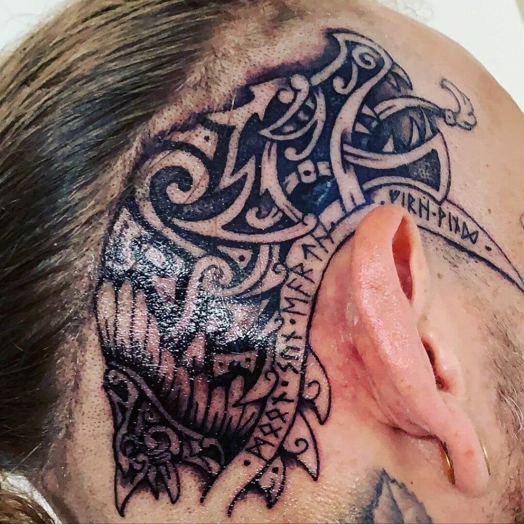 Celtic Wolf With Patterns Tattoo