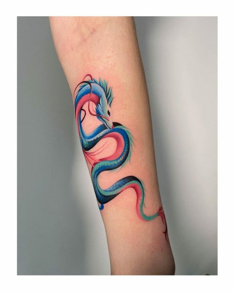 Charming Blue Dragon Tattoo 