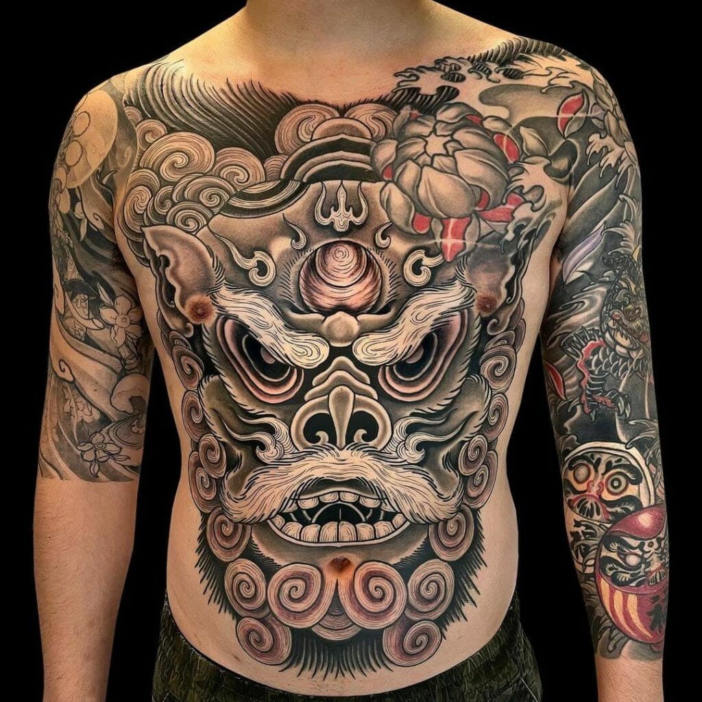 Chinese Lion Bodysuit Tattoo