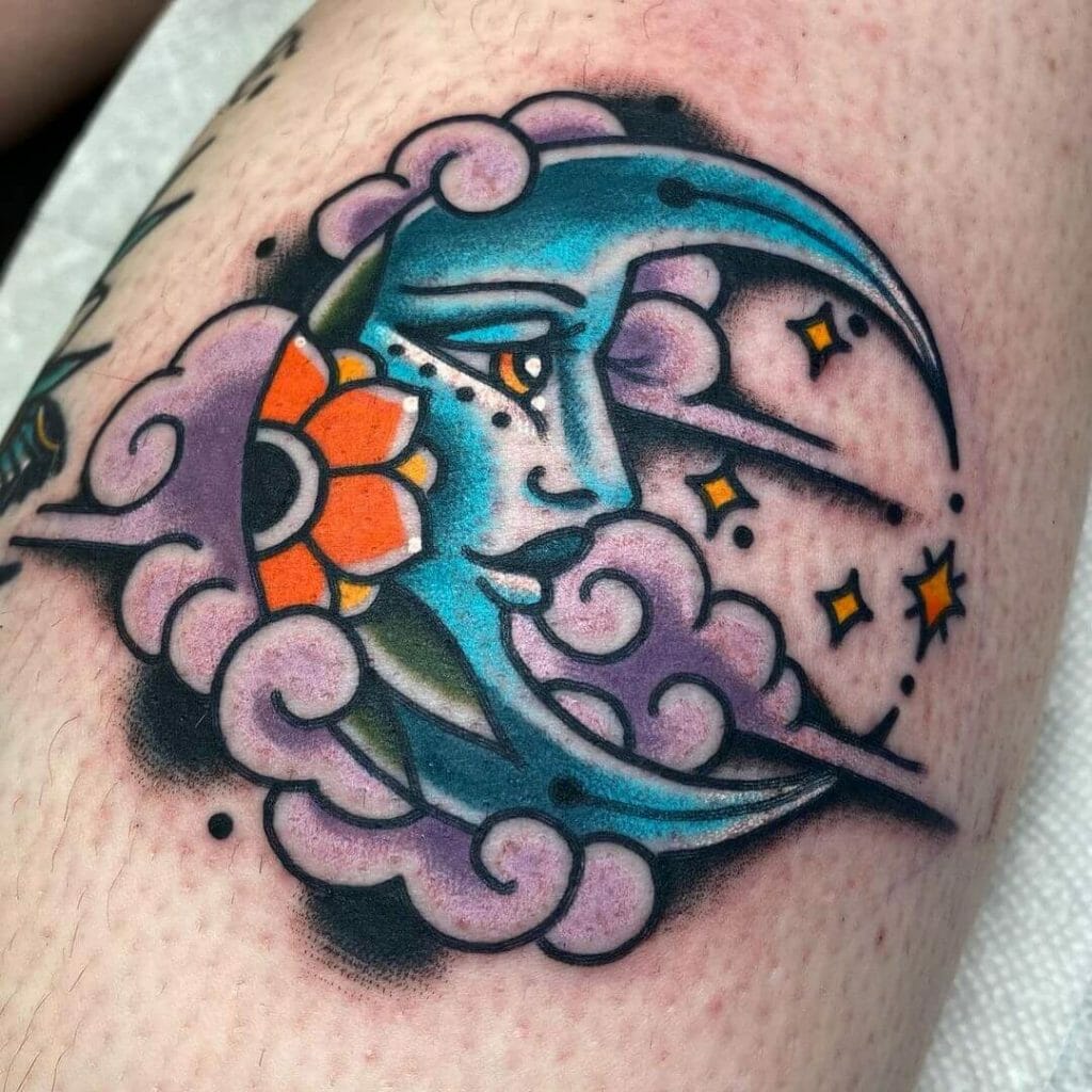 Classic Tattoo Style Moon And Night Sky