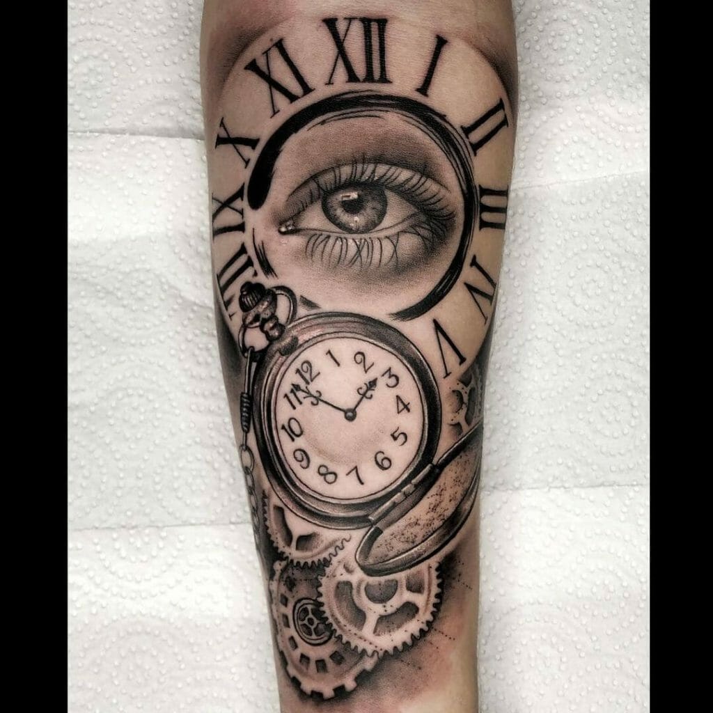Tattoo uploaded by hortic1992 • Ripped skin gears, cogs and clock • Tattoodo