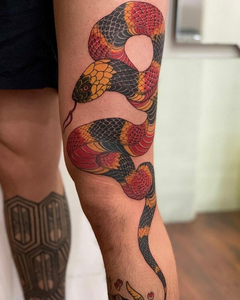 Colorful Coral Snake Tattoo Flash