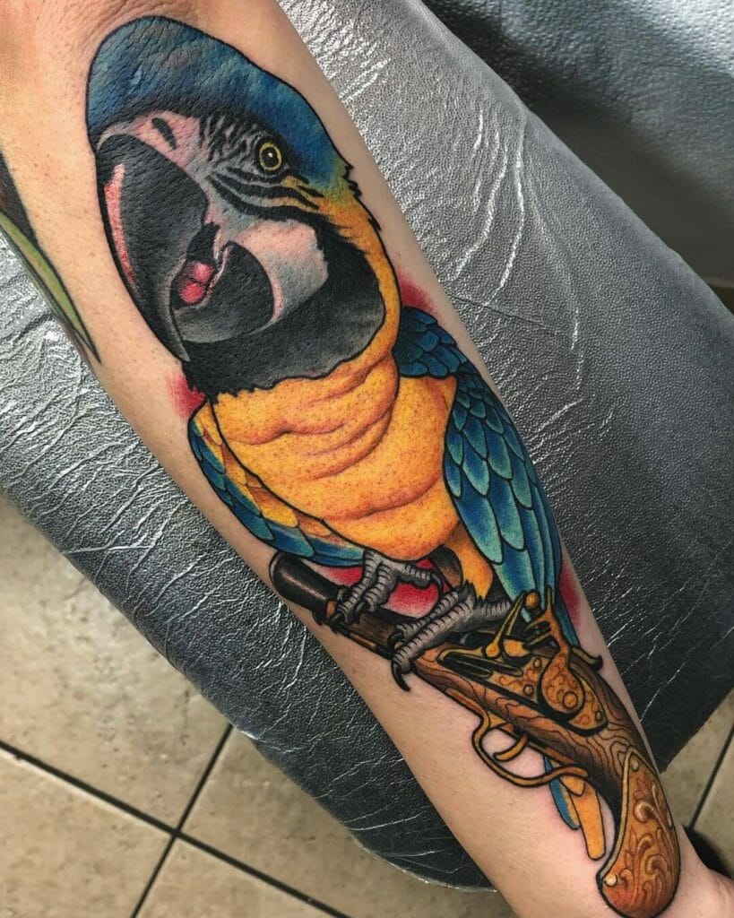 Colorful Parrot Sleeve Tattoo Ideas