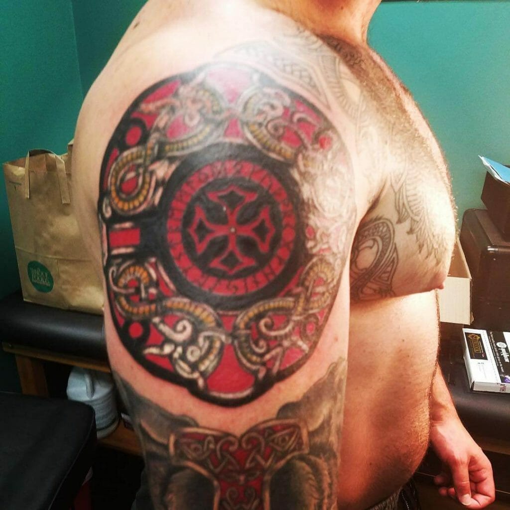 Coloured Celtic Viking Circle Tattoo