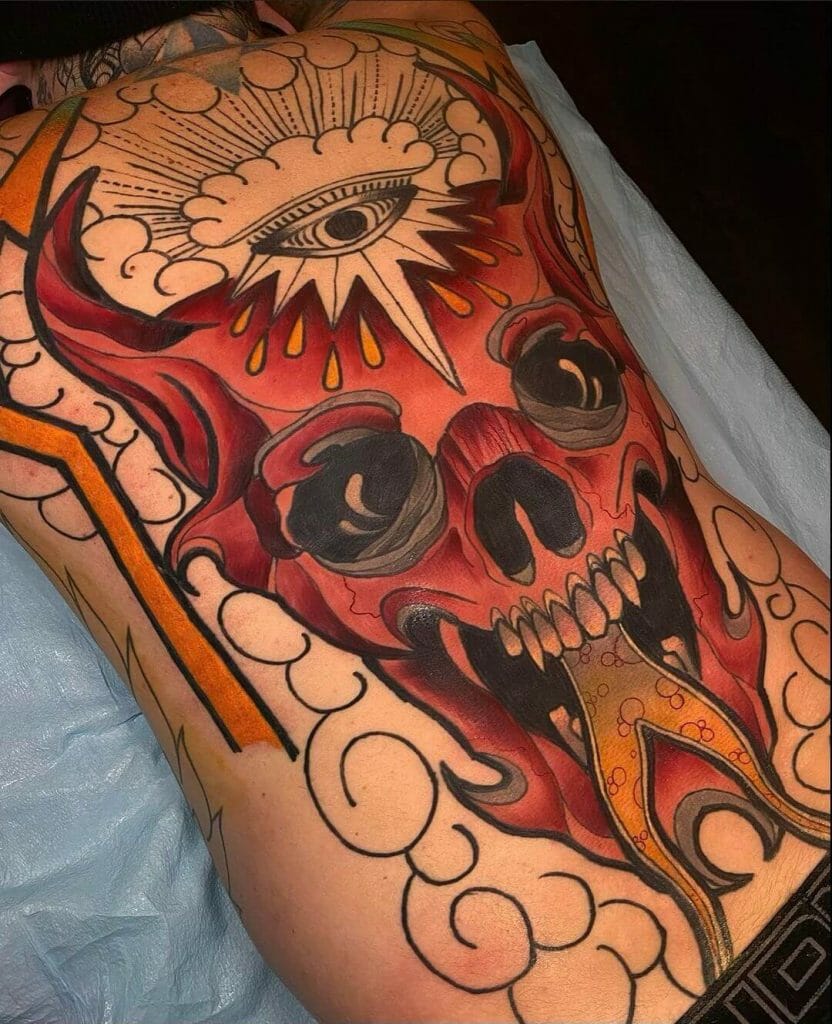 Coloured Demon Tattoo For Back