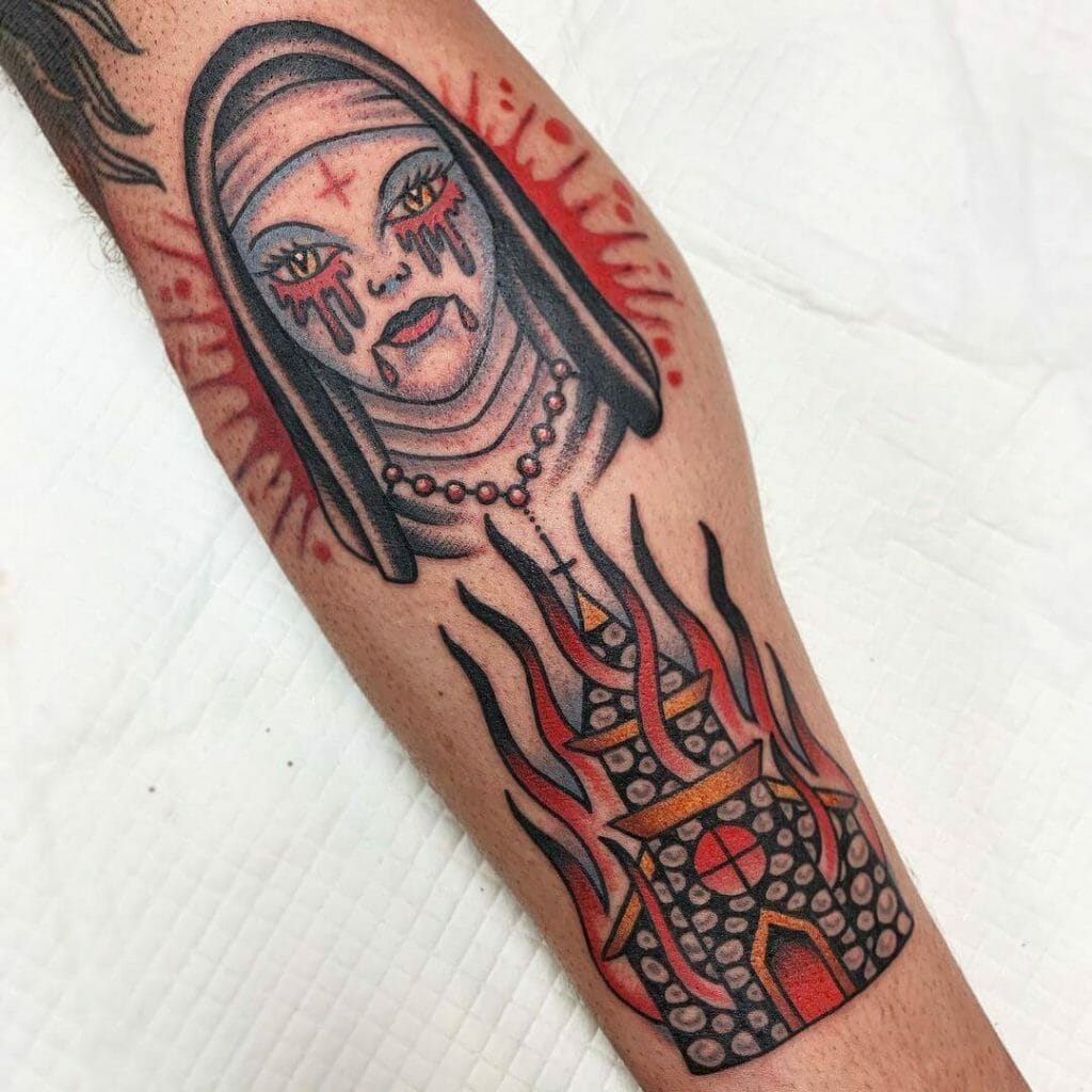 Colourful Evil Nun Tattoo