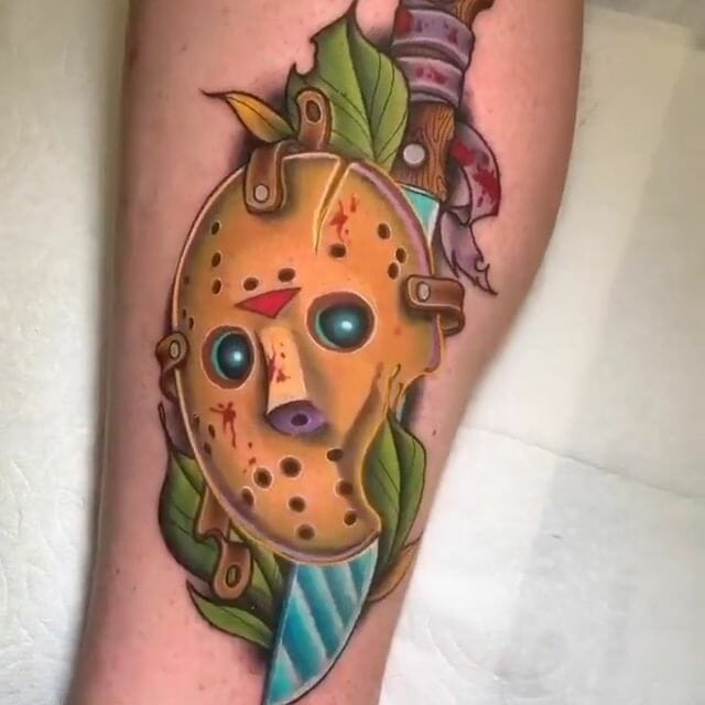 Colourful Jason Mask Tattoo Designs