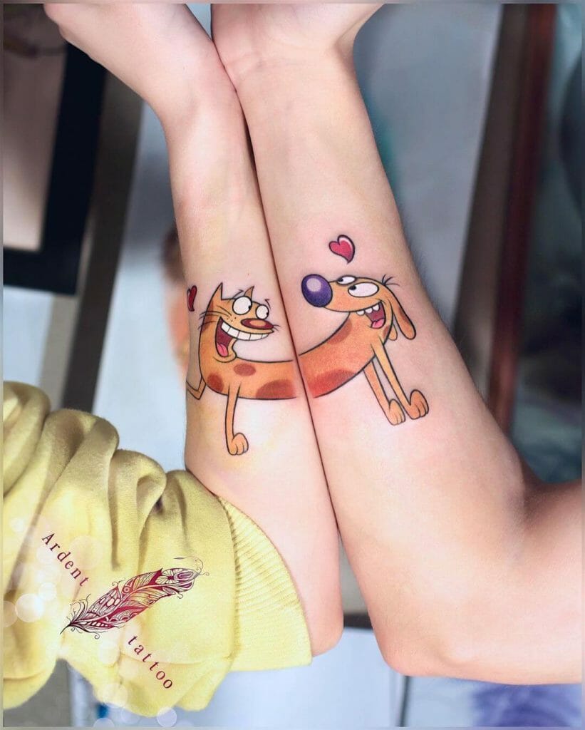 Conjoined CatDog Tattoo For Siblings