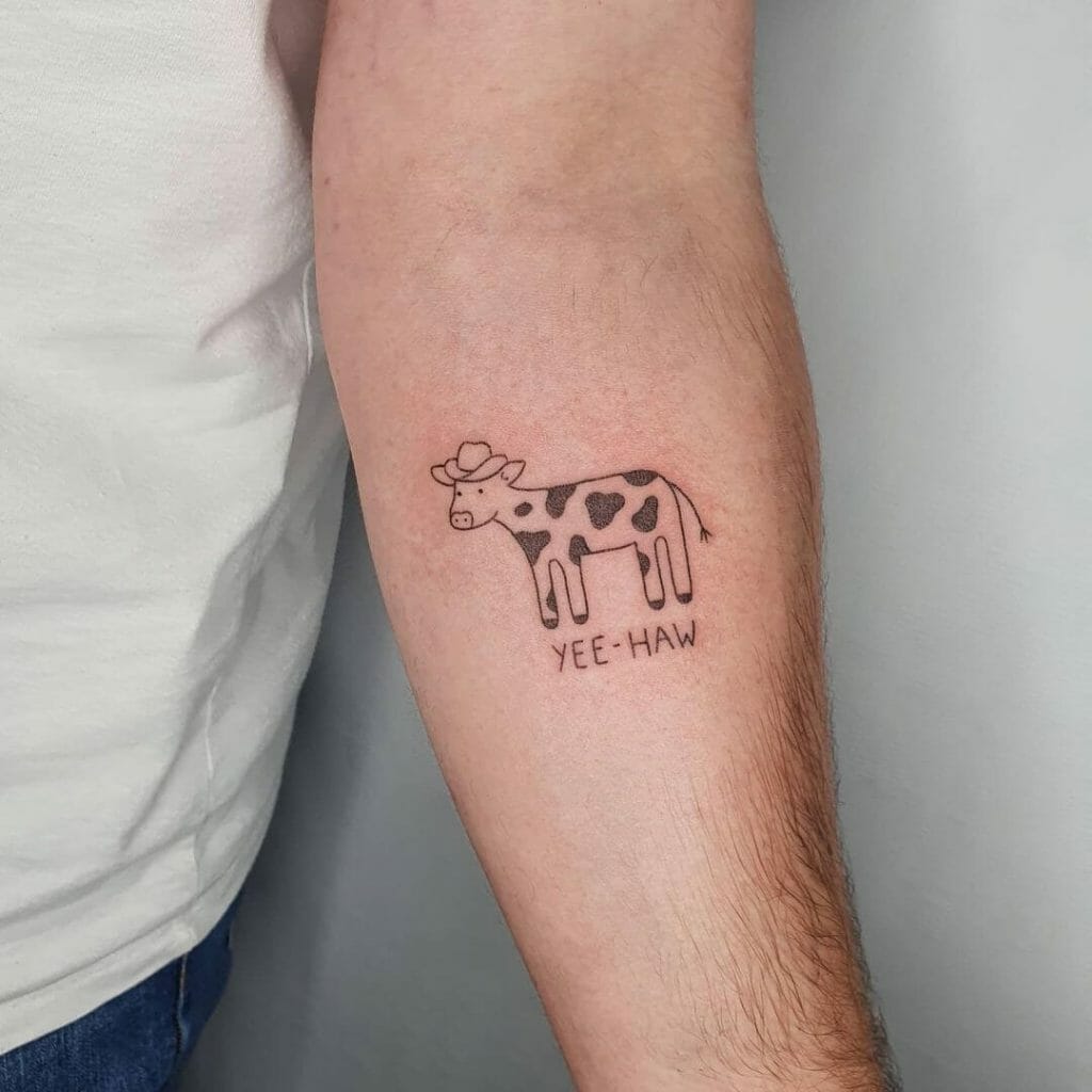 Contemporary Yee-Haw Cow Tattoo