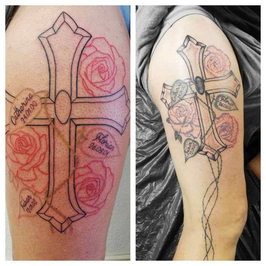 Cross And Roses Tattoo