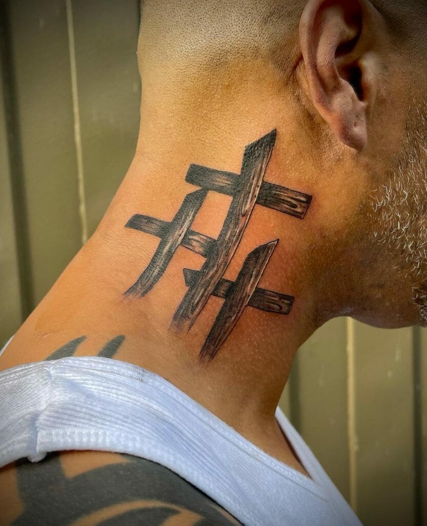 Cross Black Neck Tattoo