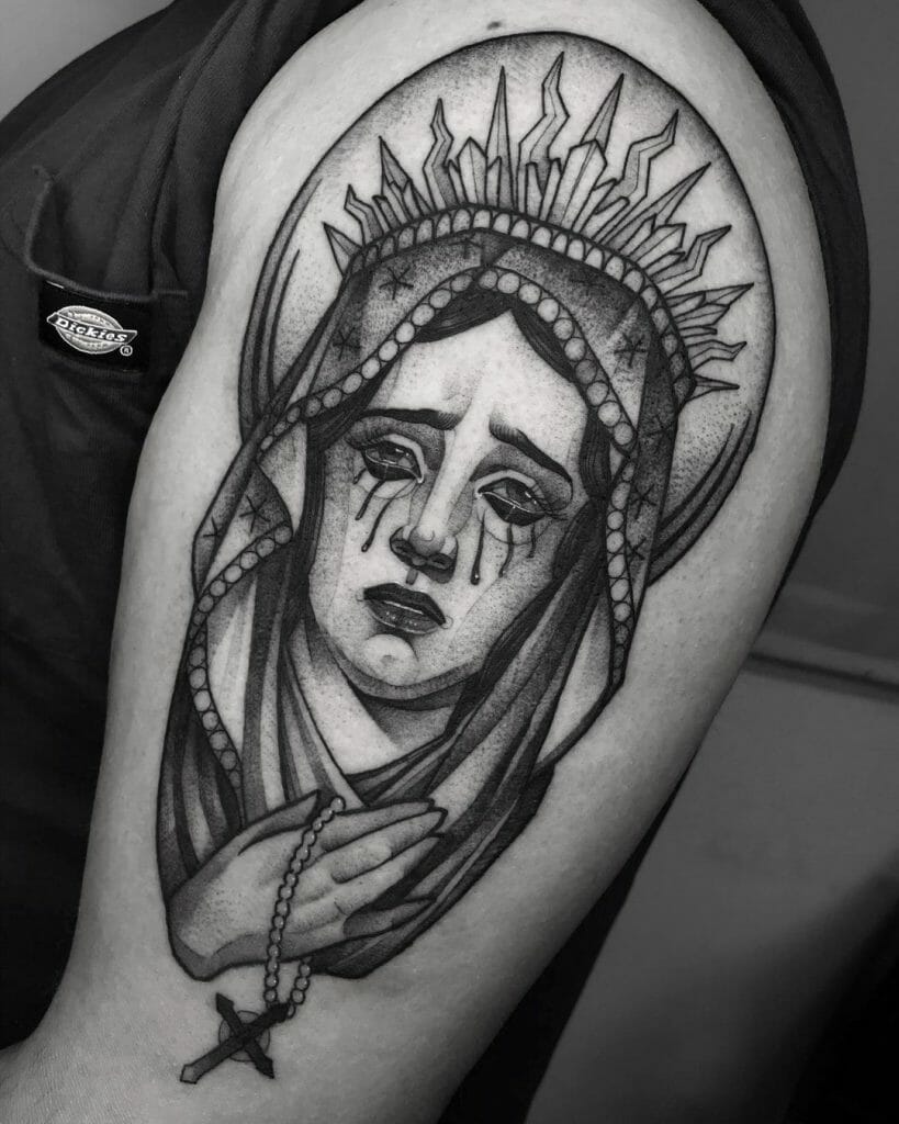 Crying Virgin Mary Tattoo