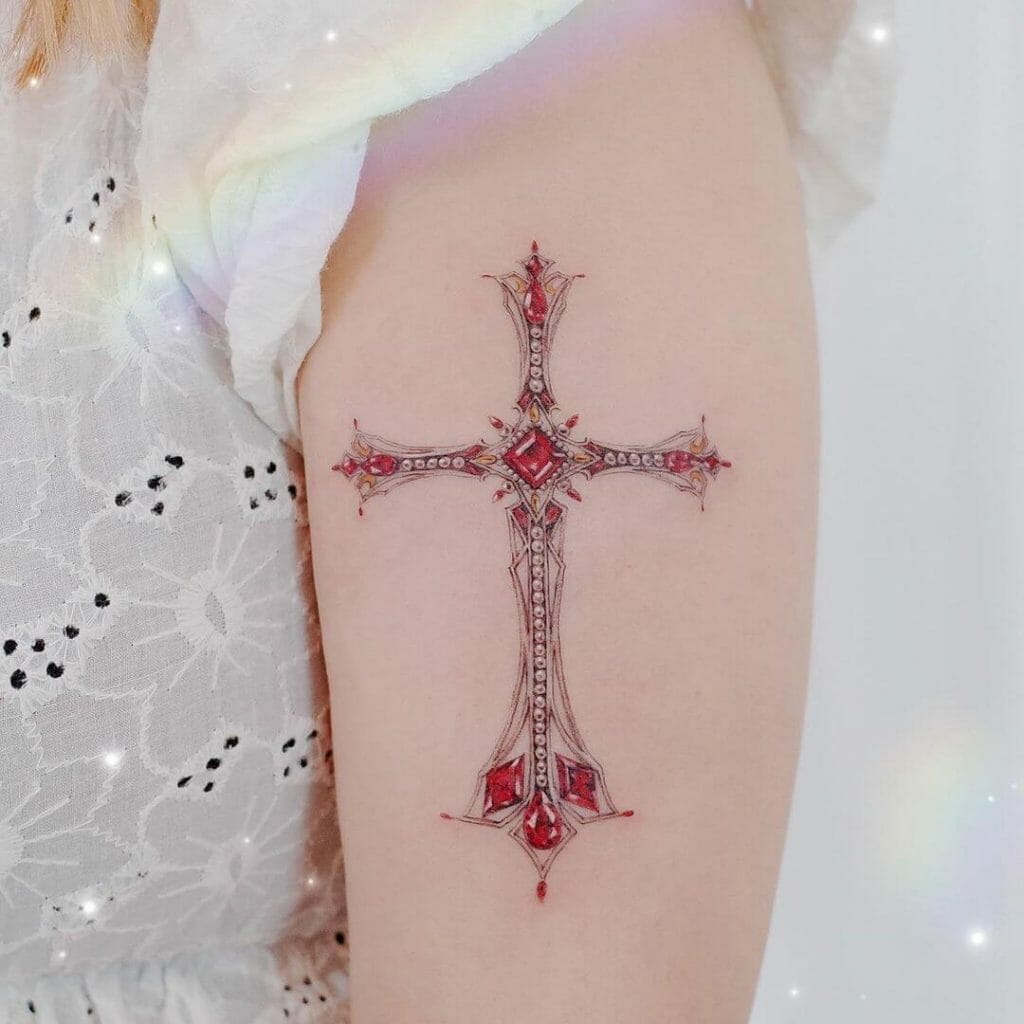 Crystal Cross Tattoo Design