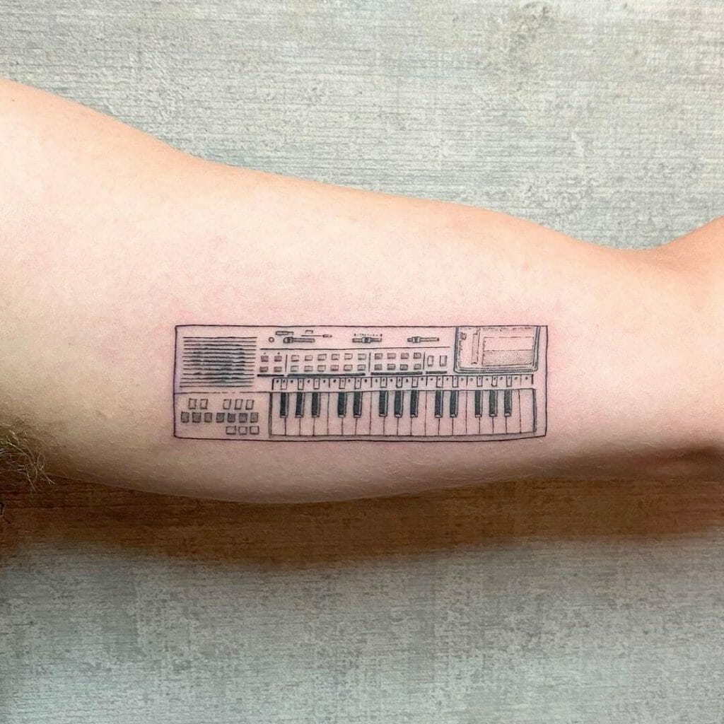 Cute And Simple Keyboard Tattoo Linework