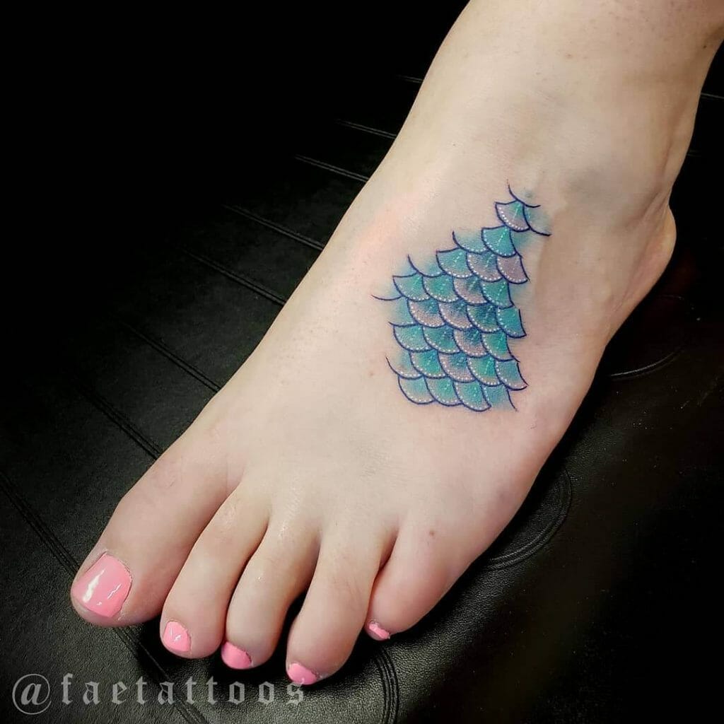 Cute Feet Mermaid Scale Tattoo
