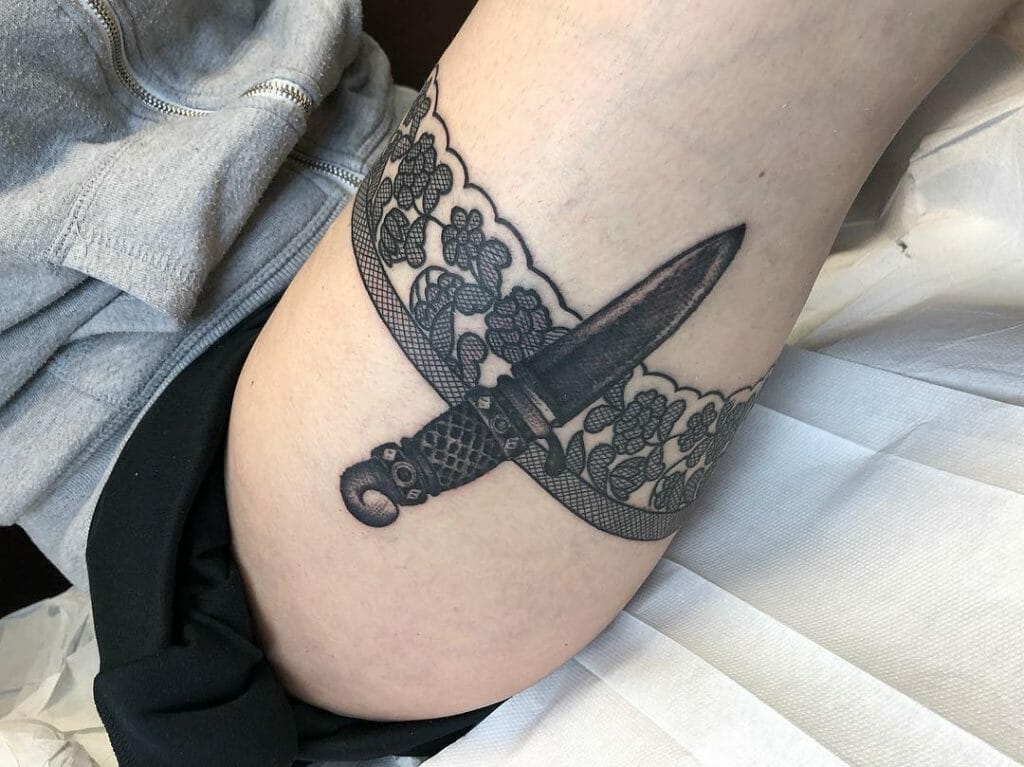 Dagger Upper Thigh Tattoo