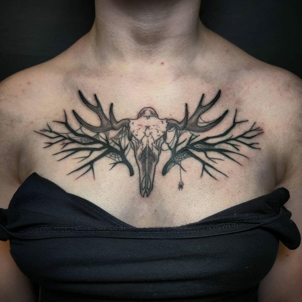 Dark Moose Skull Tattoo