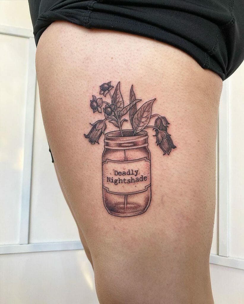 Deadly Nightshade Jar Tattoo
