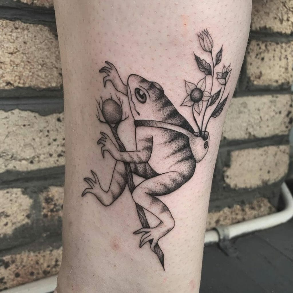 Deadly Nightshade Tattoo With Spooky Toad