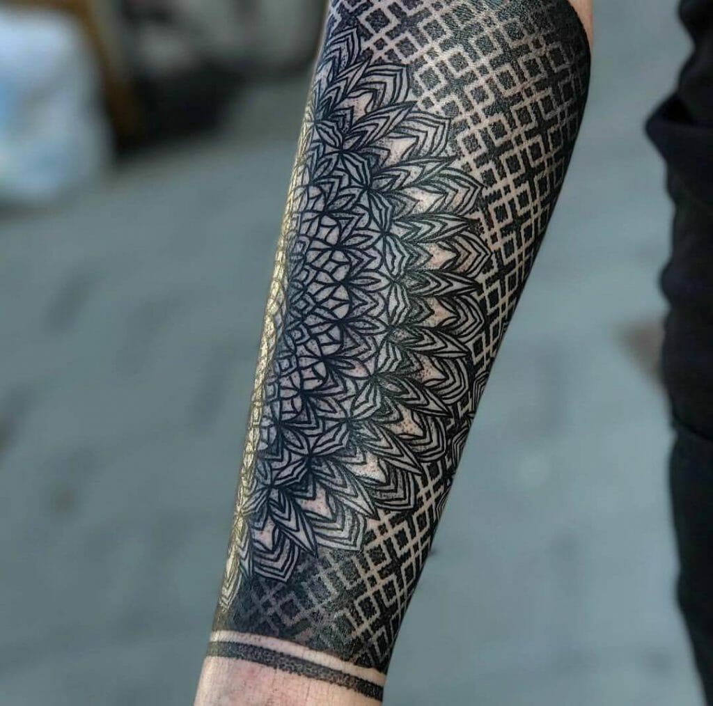 Detailed Geometric Half Sleeve Tattoo