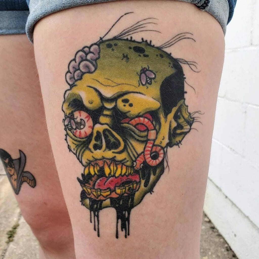 Detailed Zombie Head Tattoos
