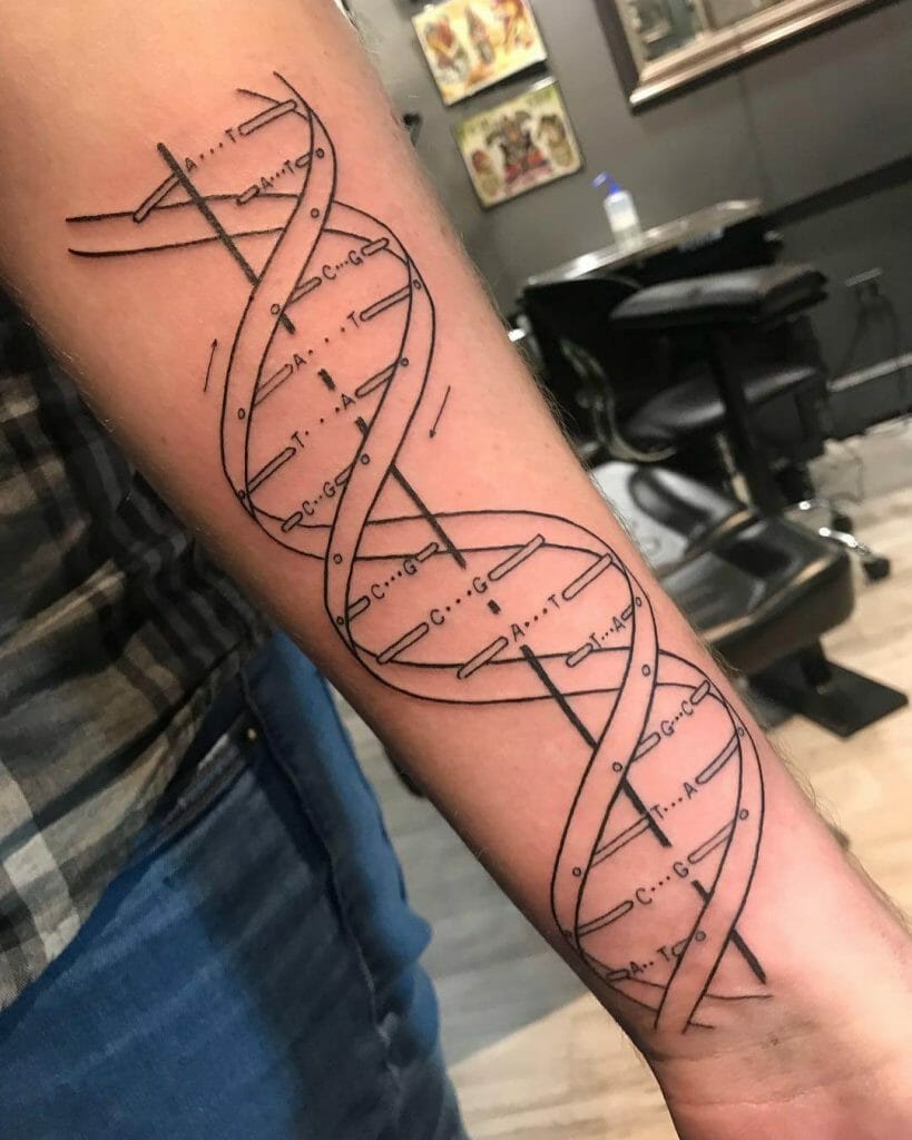 Double Helix DNA Linework Tattoo