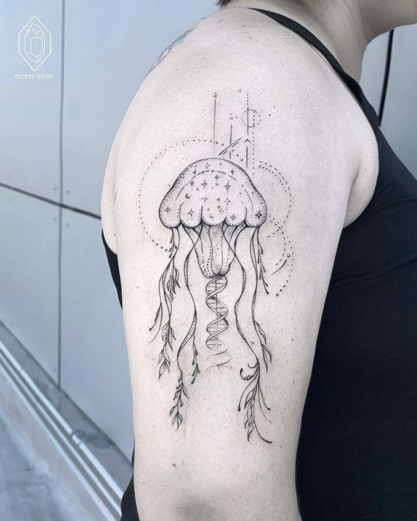 Double Helix Jellyfish Tattoo