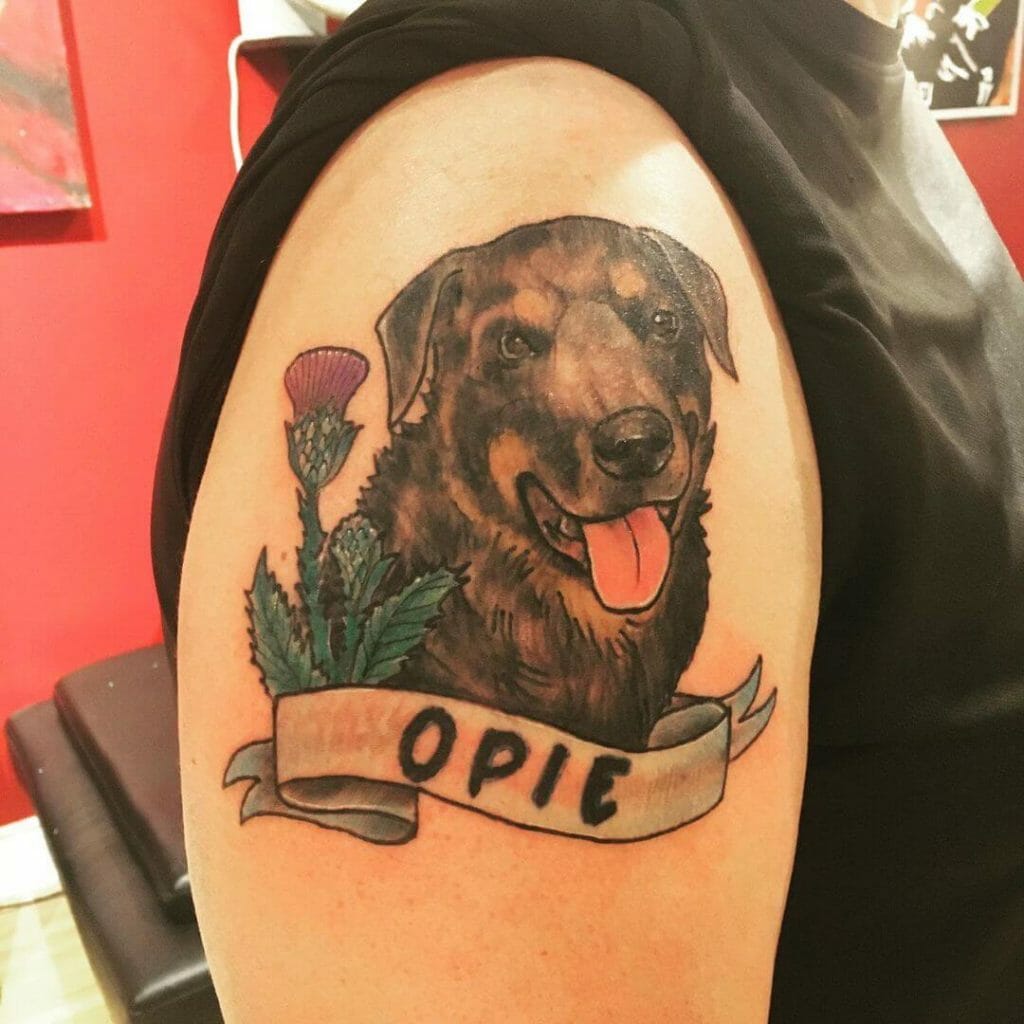 Elaborate Dog Tattoo For Your Arm Sleeve