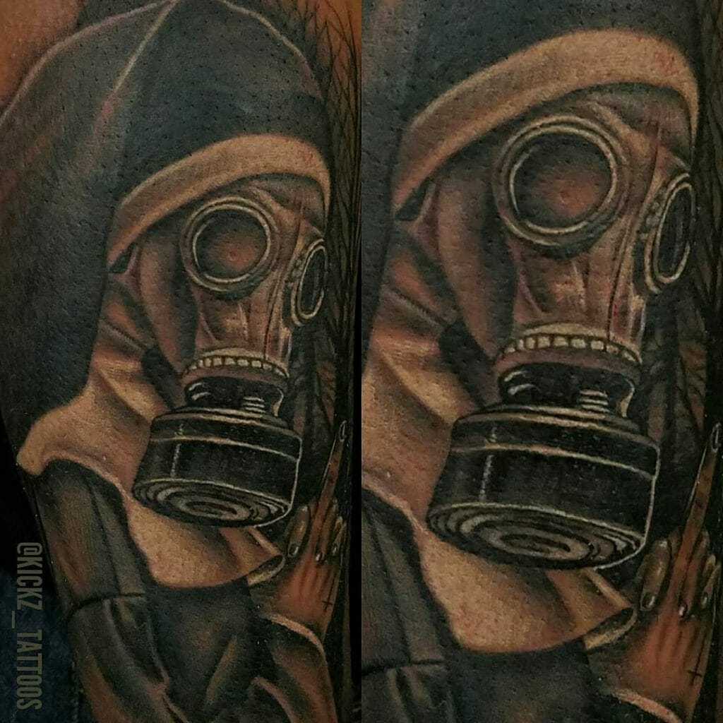 Evil Nun In Gas Mask Tattoo