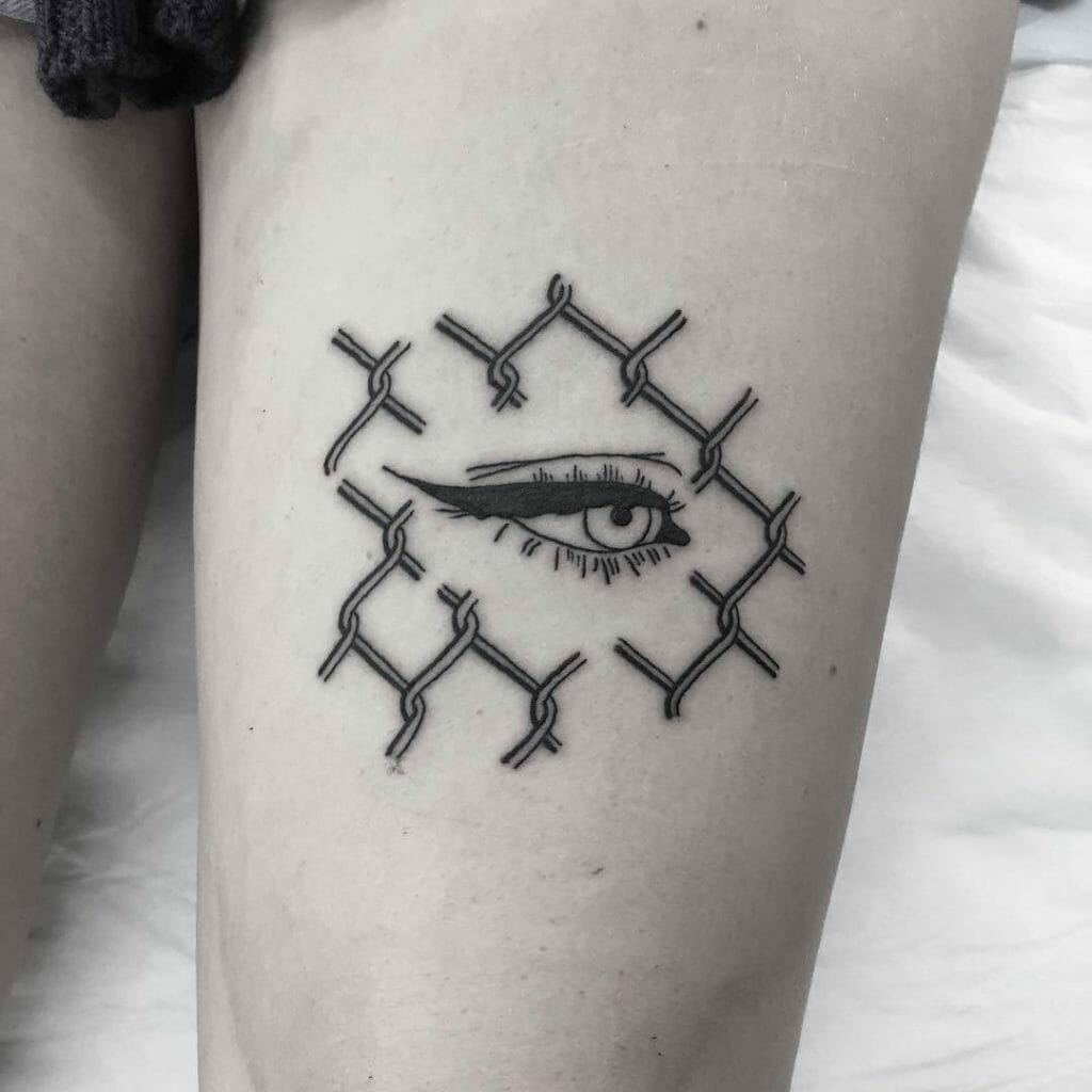 Eye In Chain Link Fence Tattoo