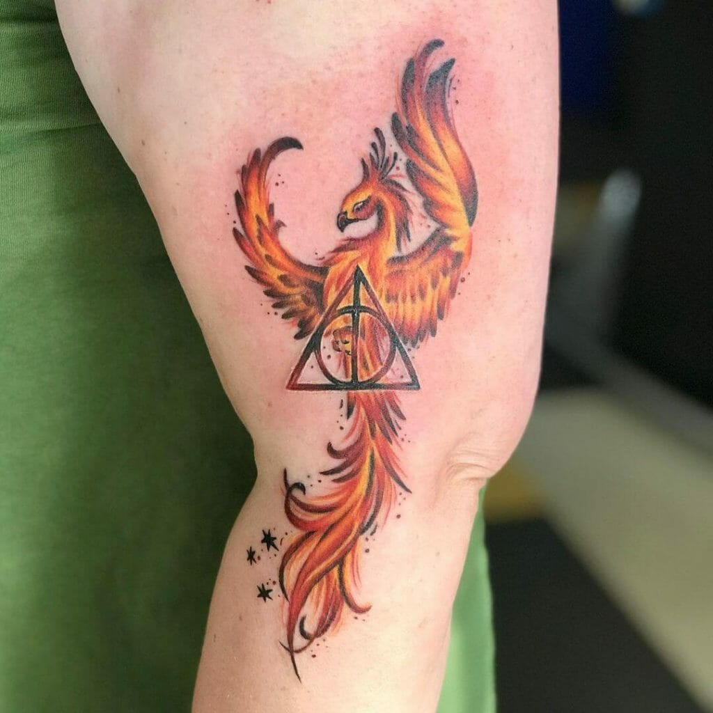 Fawkes And The Deathly Hallows Tattoo