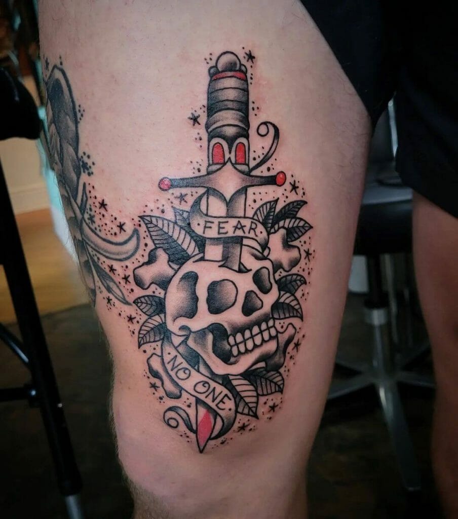 Fear None Tattoo With A Skull