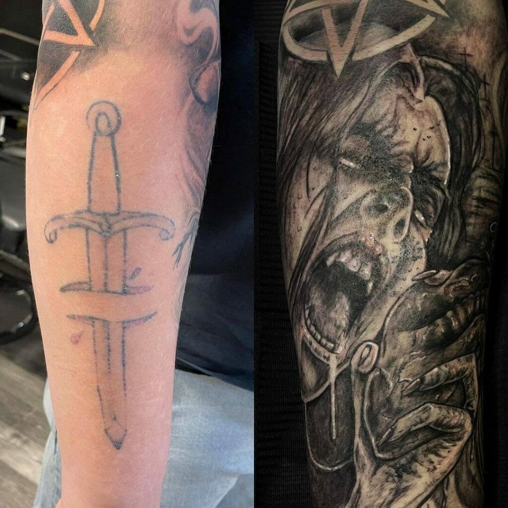 Female Zombie Tattoo Sleeve Idea